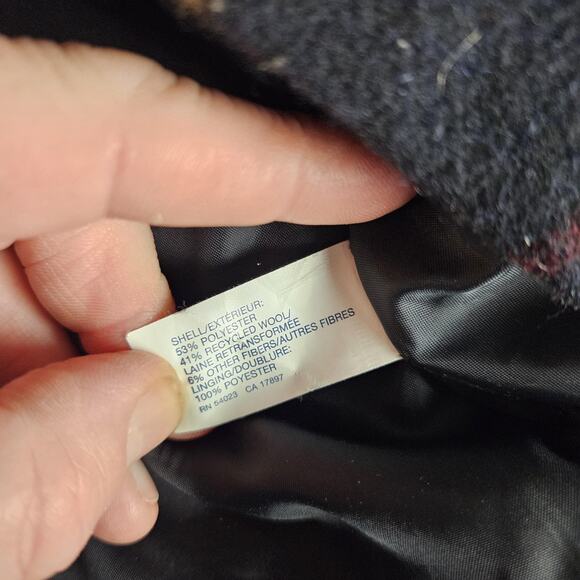 Gap Duffle Coat Womens Small Navy Windowpane Toggle Hooded Wool Blend Fall 2012 - Picture 11 of 13